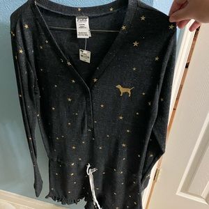 PINK - Sleep Romper with gold stars